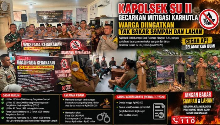 Kapolsek SU II Gencarkan Mitigasi Karhutla, Warga 12 Ulu Diingatkan Tak Bakar Sampah dan Lahan