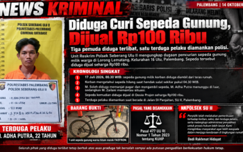 Diduga Curi Sepeda Gunung dan Dijual Rp100 Ribu, Tiga Pemuda di Palembang Berurusan dengan Polisi