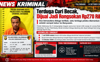 Diduga Curi Becak dan Dijual Rp270 Ribu, Dua Bersaudara di Palembang Berurusan dengan Polisi